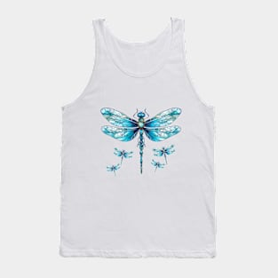 Aqua Blue Dragonflies Tank Top